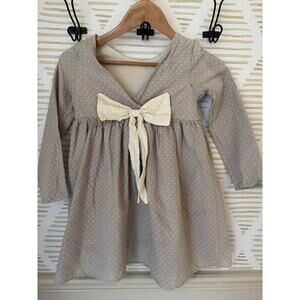 Mabel + Honey Girls Size 10 Gray Embroidered Back Bow Dress